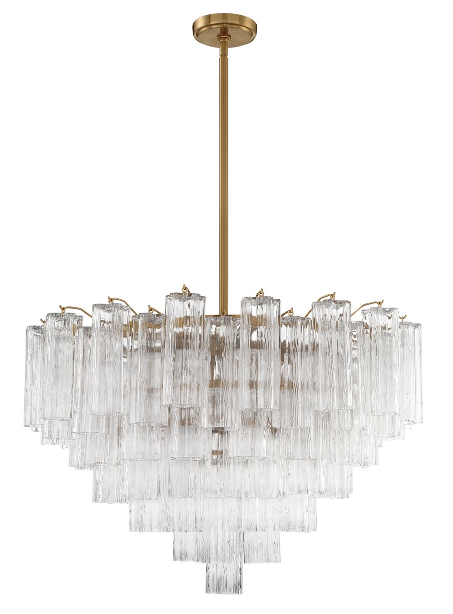 Aurora Murano Chandelier Glass Tube Layered Amber-Neutral Decor