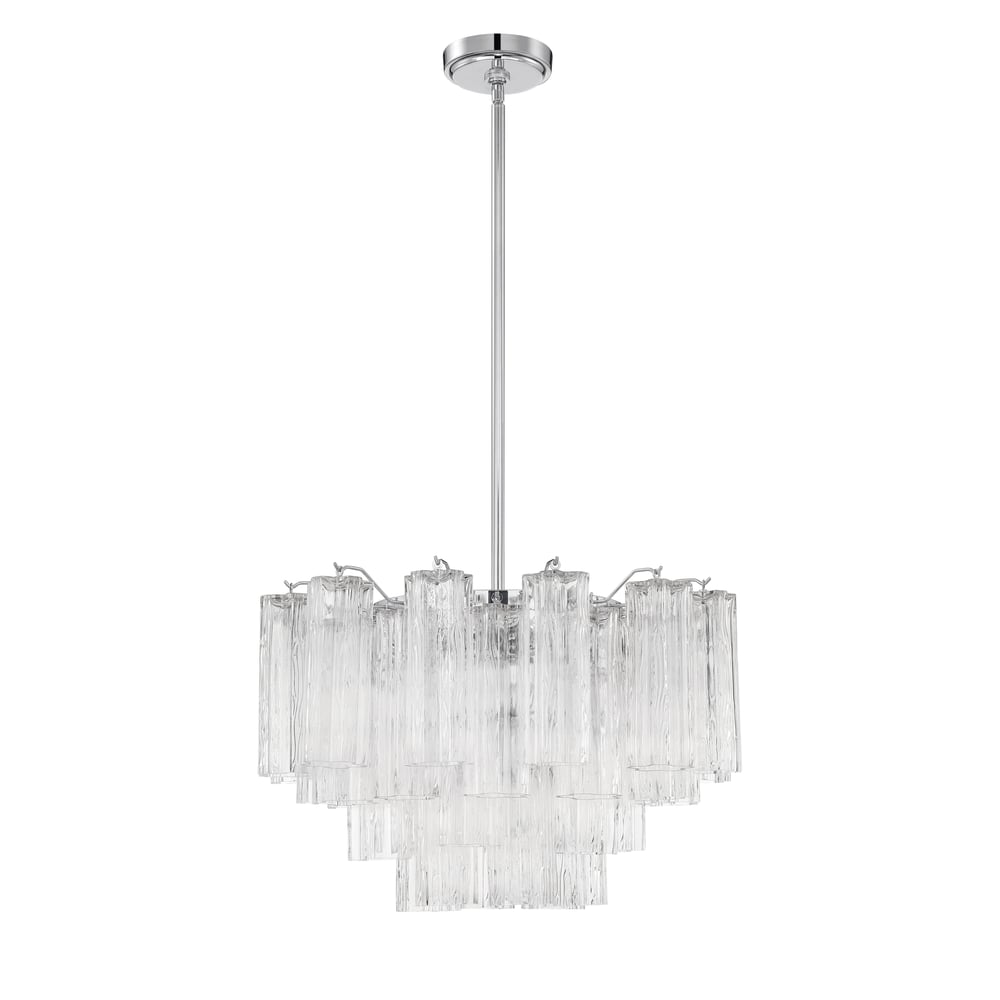 Aurora Murano Chandelier Glass Tube Layered Amber-Neutral Decor