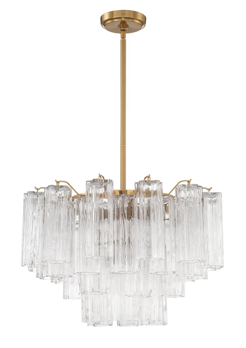 Aurora Murano Chandelier Glass Tube Layered Amber-Neutral Decor