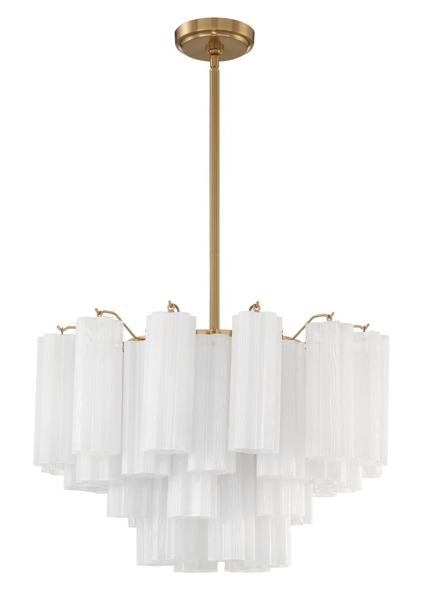 Aurora Murano Chandelier Glass Tube Layered Amber-Neutral Decor