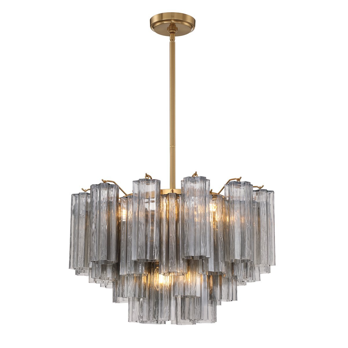 Aurora Murano Chandelier Glass Tube Layered Amber-Neutral Decor