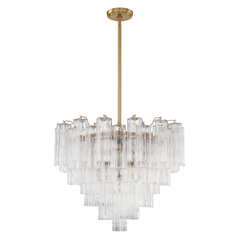 Aurora Murano Chandelier Glass Tube Layered Amber-Neutral Decor