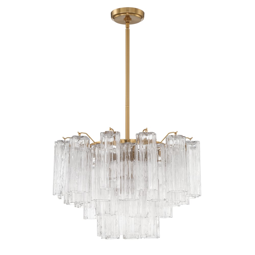 Aurora Murano Chandelier Glass Tube Layered Amber-Neutral Decor