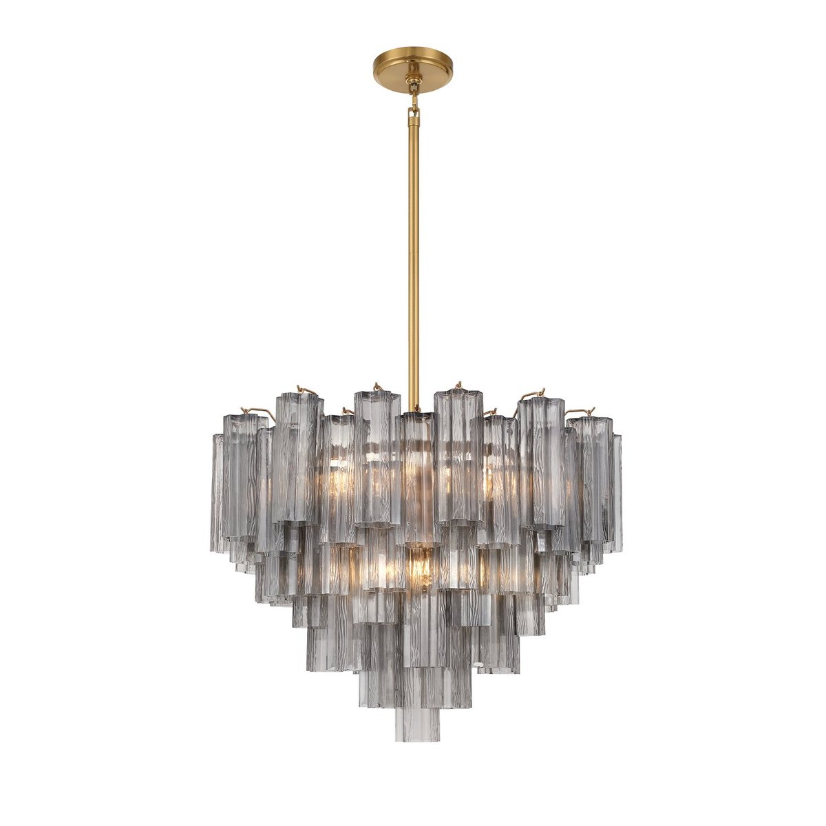 Aurora Murano Chandelier Glass Tube Layered Amber-Neutral Decor