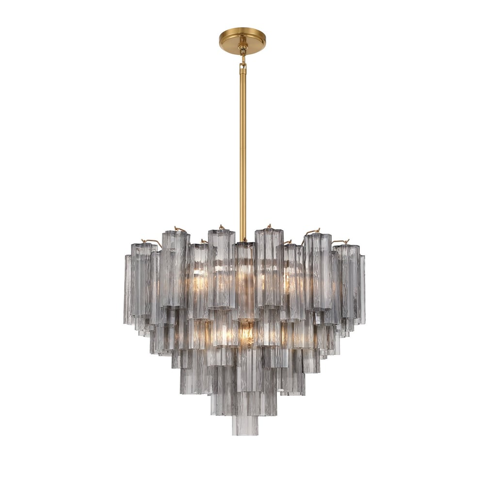 Aurora Murano Chandelier Glass Tube Layered Amber-Neutral Decor