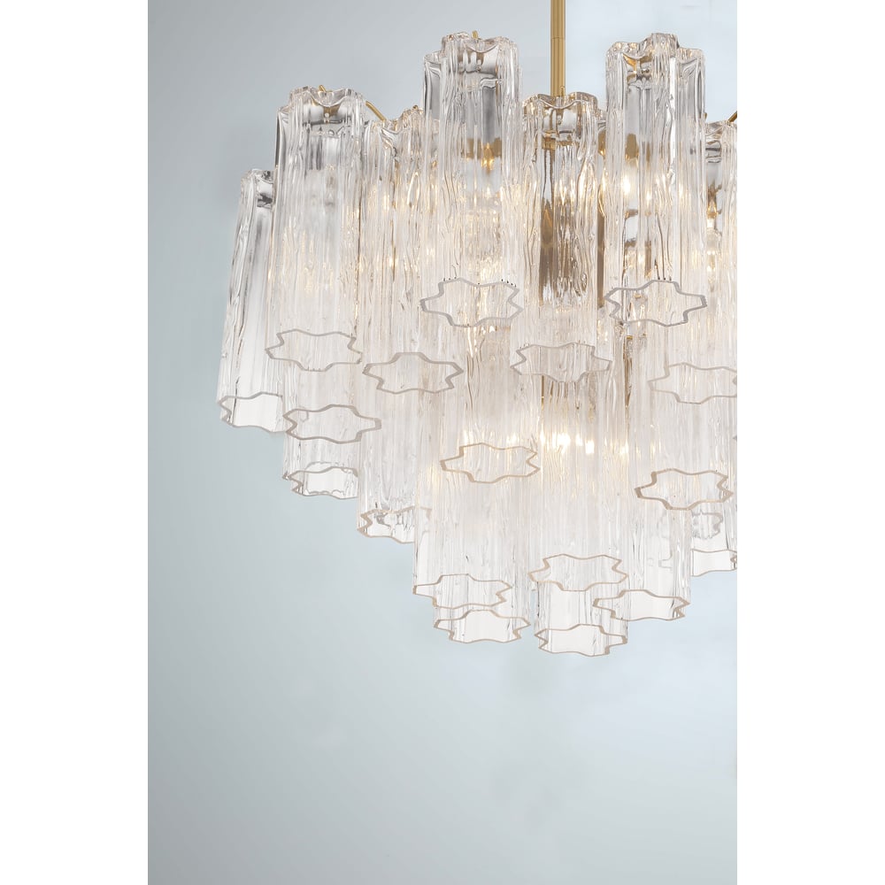 Namo Murano Chandelier Glass Tube Layered Amber-Neutral Decor