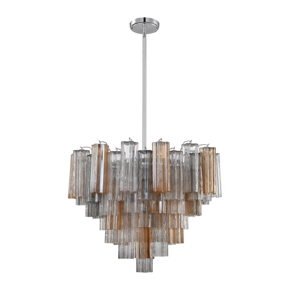Aurora Murano Chandelier Glass Tube Layered Amber-Neutral Decor