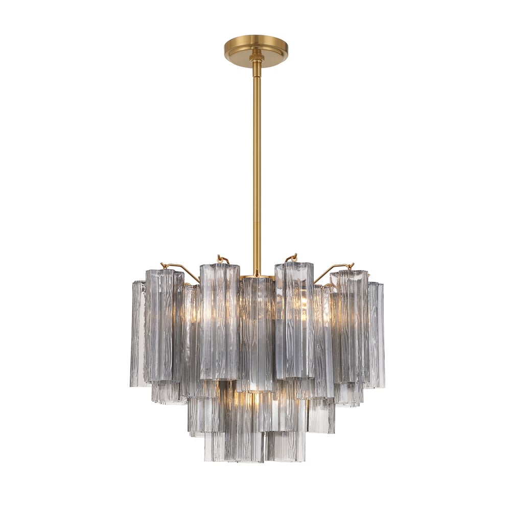 Aurora Murano Chandelier Glass Tube Layered Amber-Neutral Decor