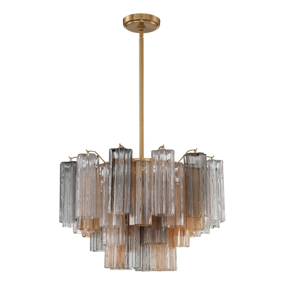 Aurora Murano Chandelier Glass Tube Layered Amber-Neutral Decor