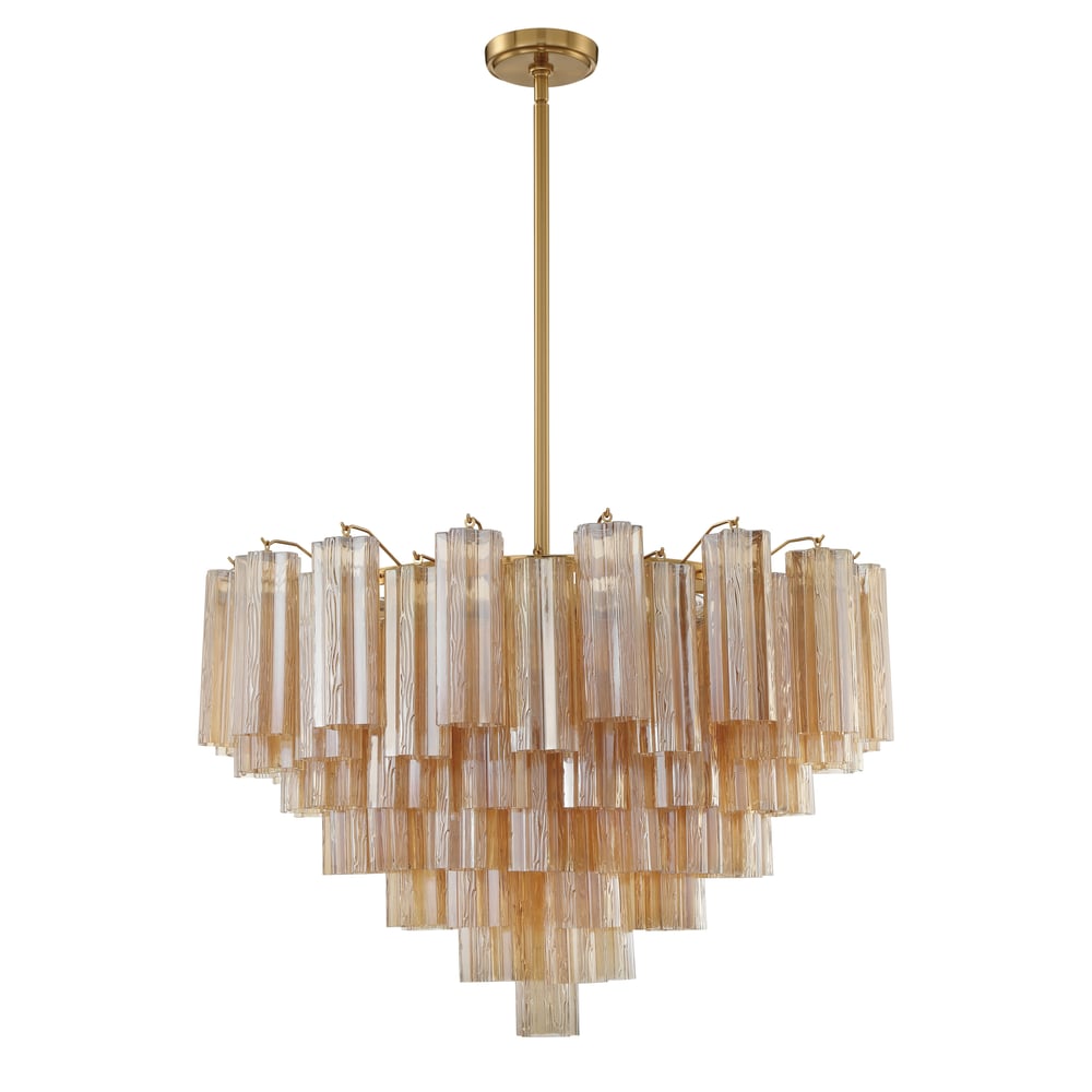 Aurora Murano Chandelier Glass Tube Layered Amber-Neutral Decor