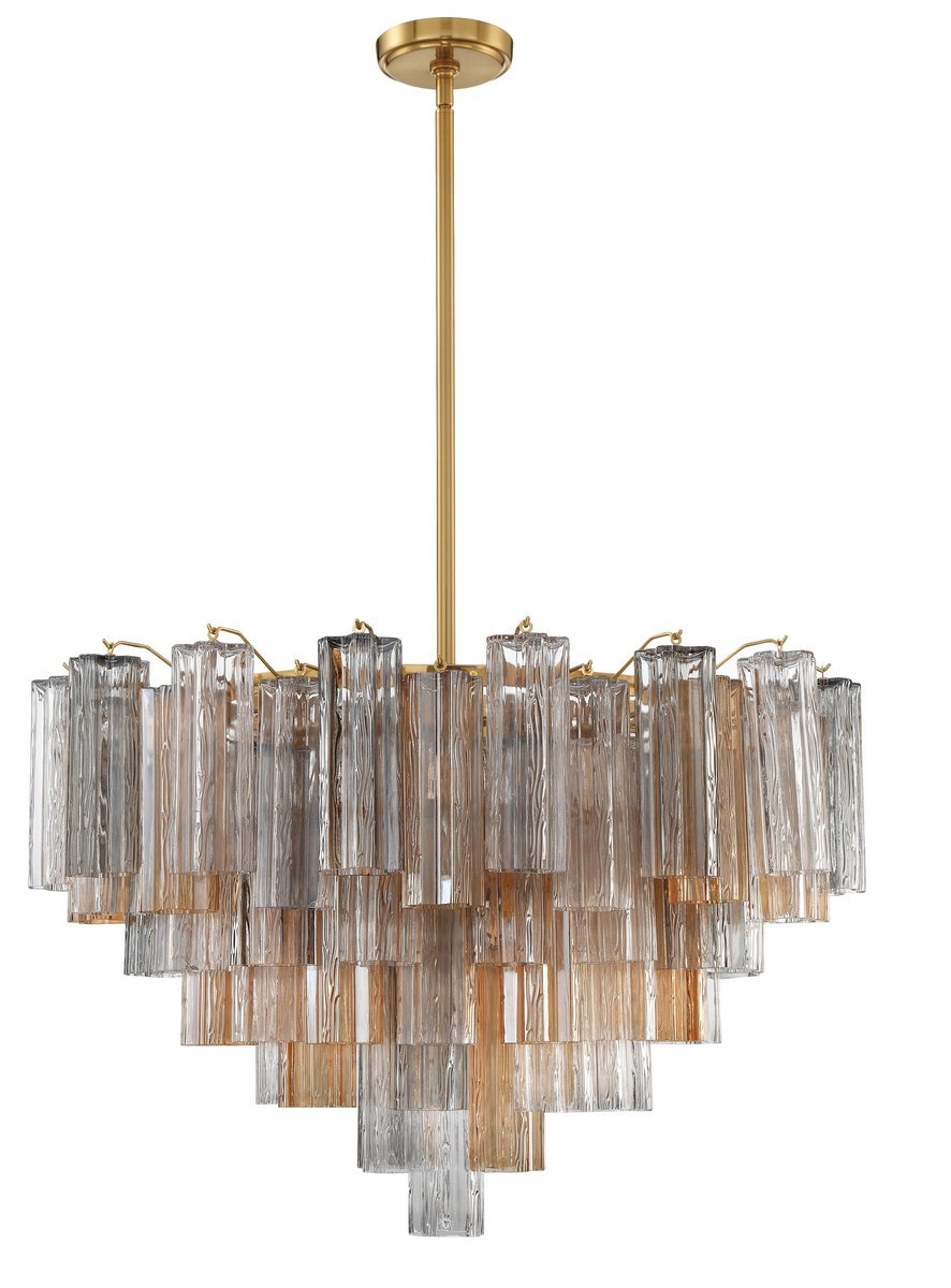 Aurora Murano Chandelier Glass Tube Layered Amber-Neutral Decor