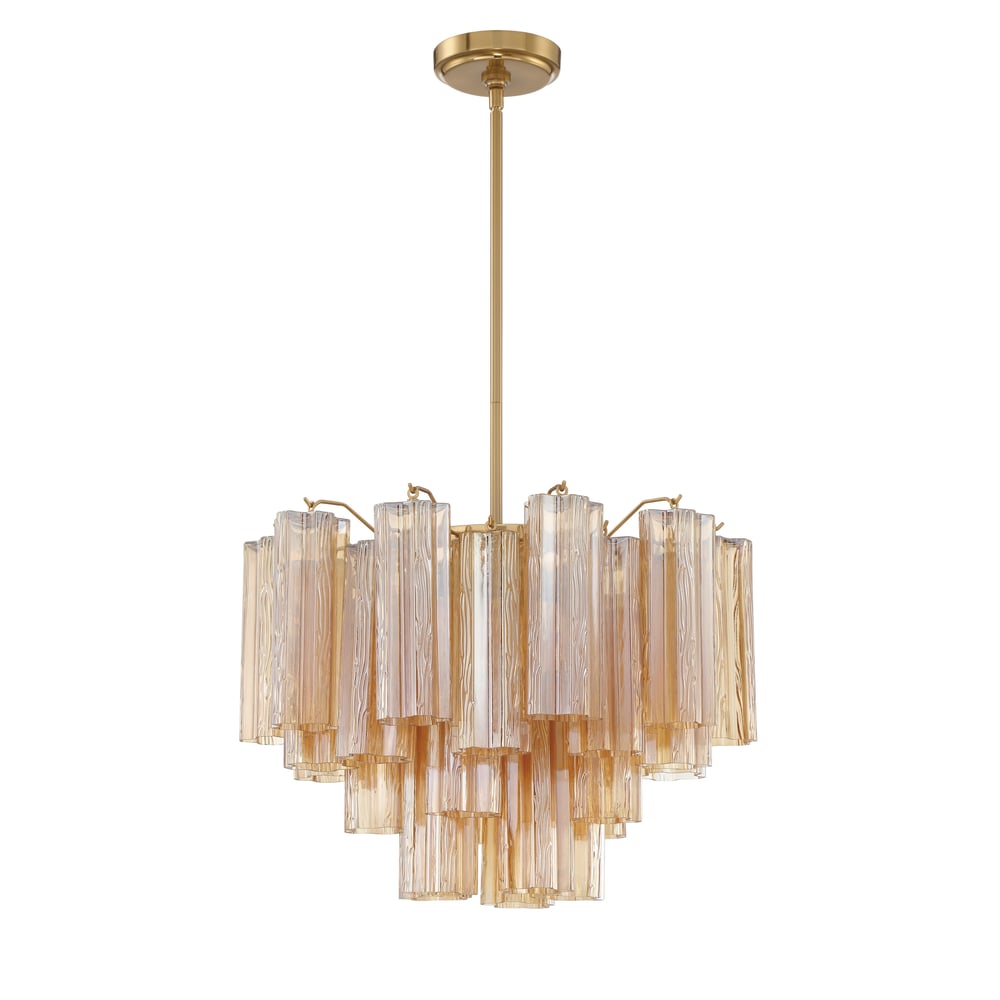 Aurora Murano Chandelier Glass Tube Layered Amber-Neutral Decor
