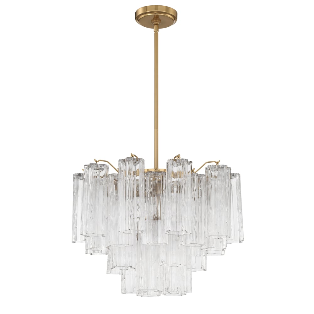 Aurora Murano Chandelier Glass Tube Layered Amber-Neutral Decor