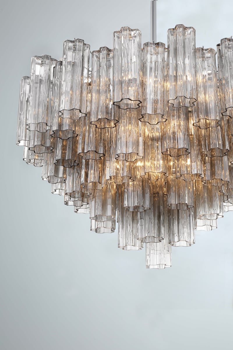 Namo Murano Chandelier Glass Tube Layered Amber-Neutral Decor