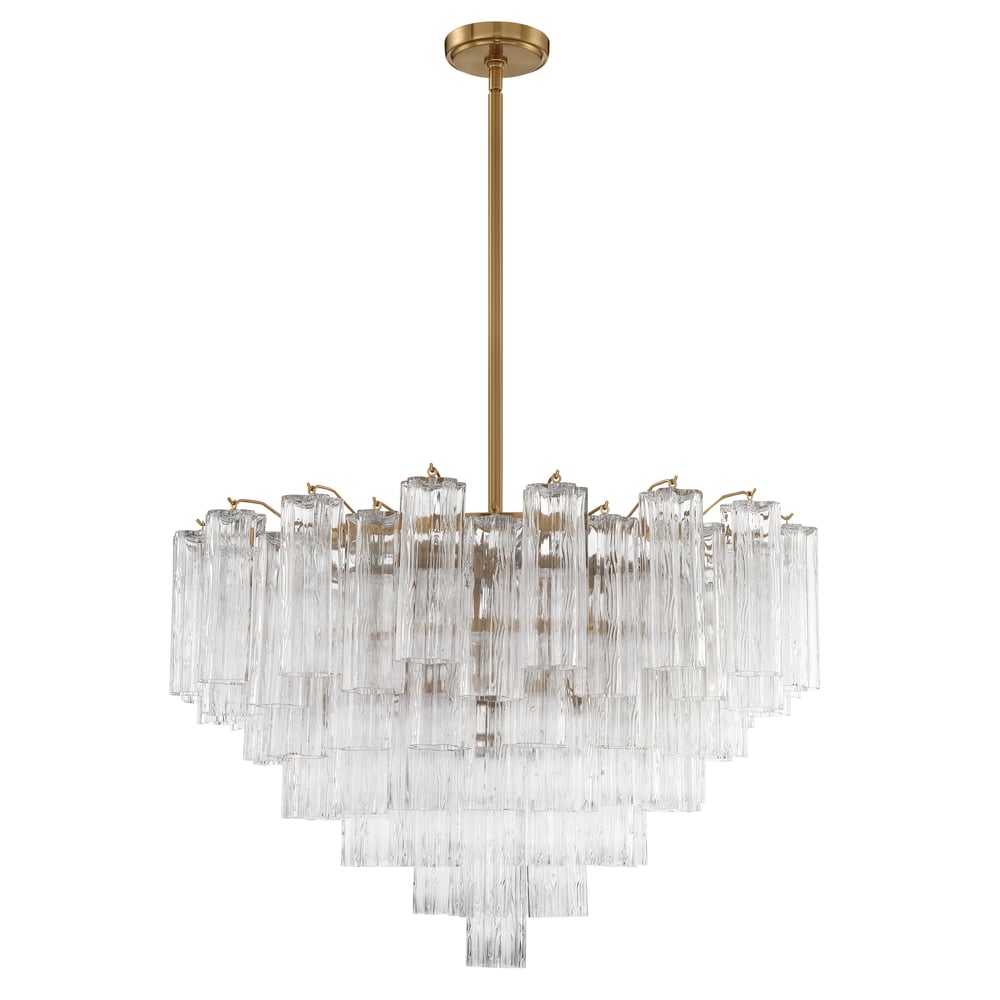 Aurora Murano Chandelier Glass Tube Layered Amber-Neutral Decor
