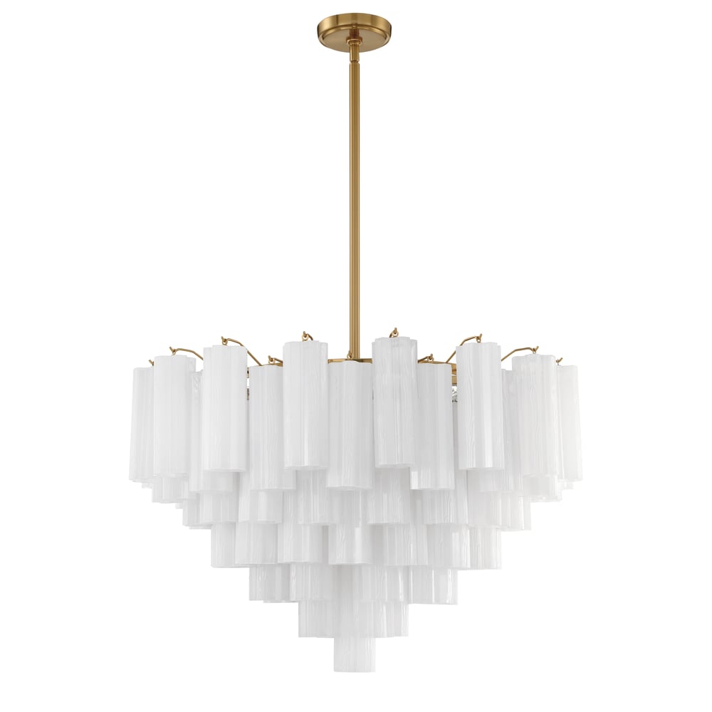 Aurora Murano Chandelier Glass Tube Layered Amber-Neutral Decor