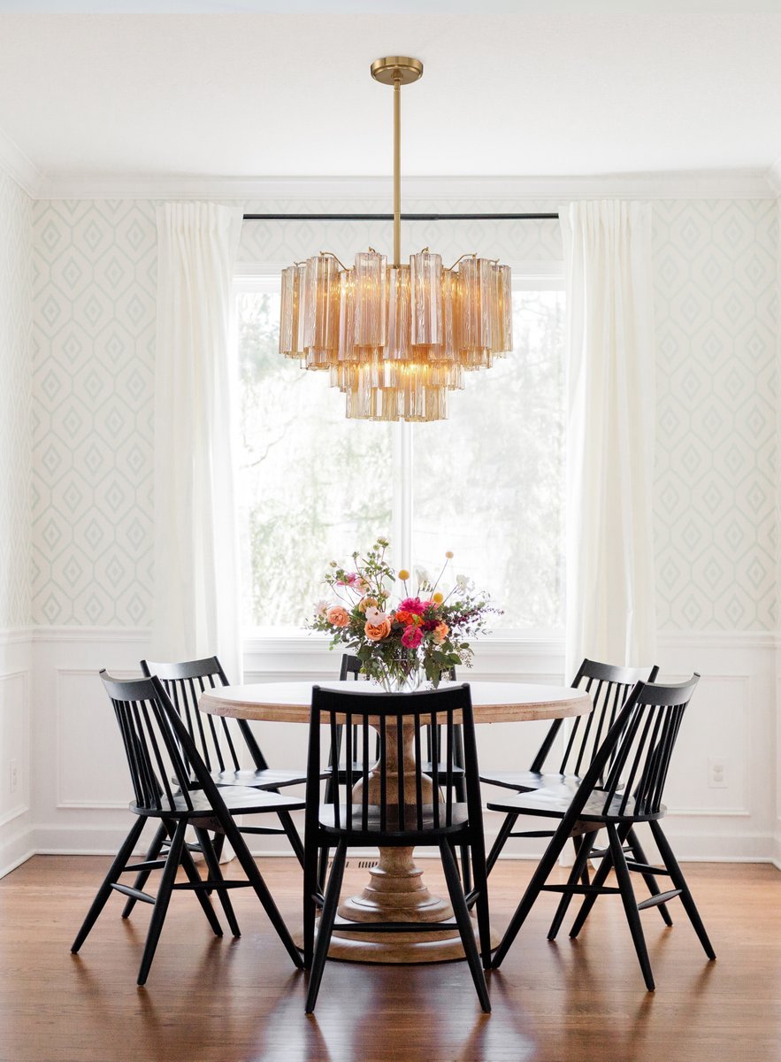 Namo Murano Chandelier Glass Tube Layered Amber-Neutral Decor