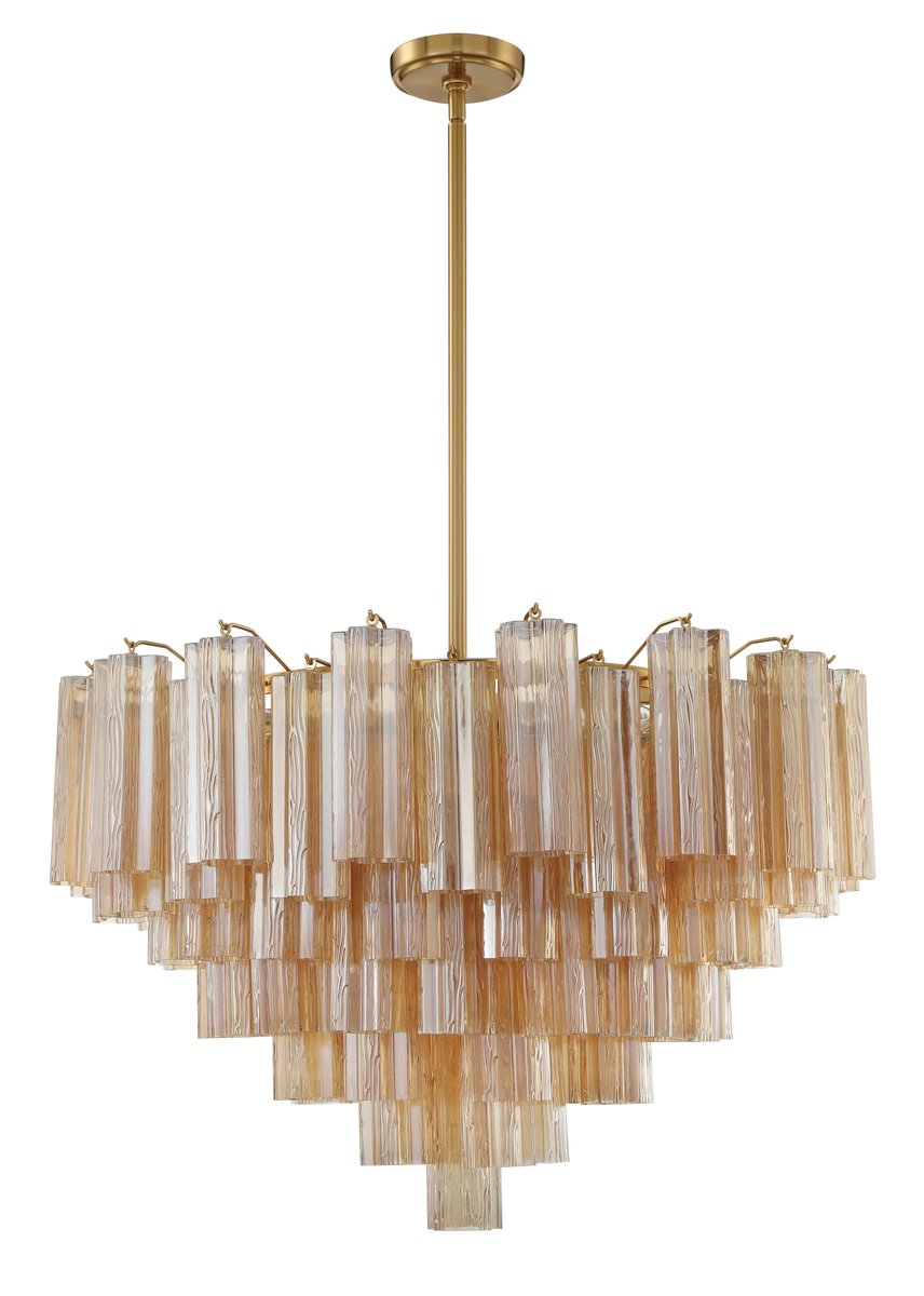 Aurora Murano Chandelier Glass Tube Layered Amber-Neutral Decor
