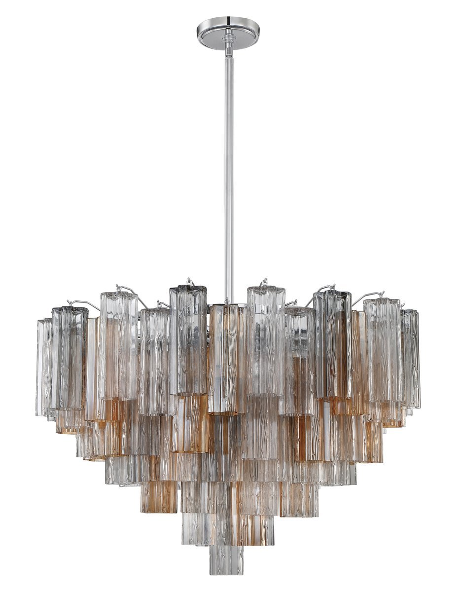 Aurora Murano Chandelier Glass Tube Layered Amber-Neutral Decor