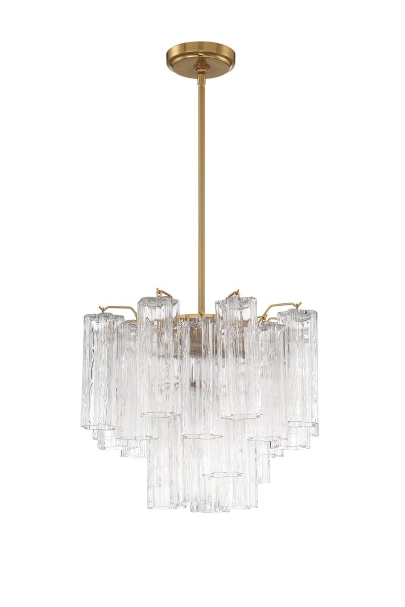 Aurora Murano Chandelier Glass Tube Layered Amber-Neutral Decor