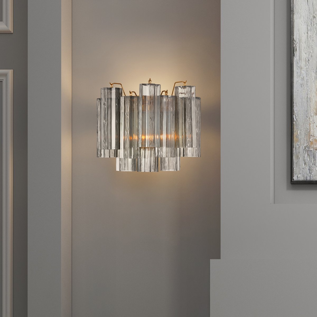 Ravo Wall Light Tronchi Glass Tube Tiered Amber Modern-Neutral Decor