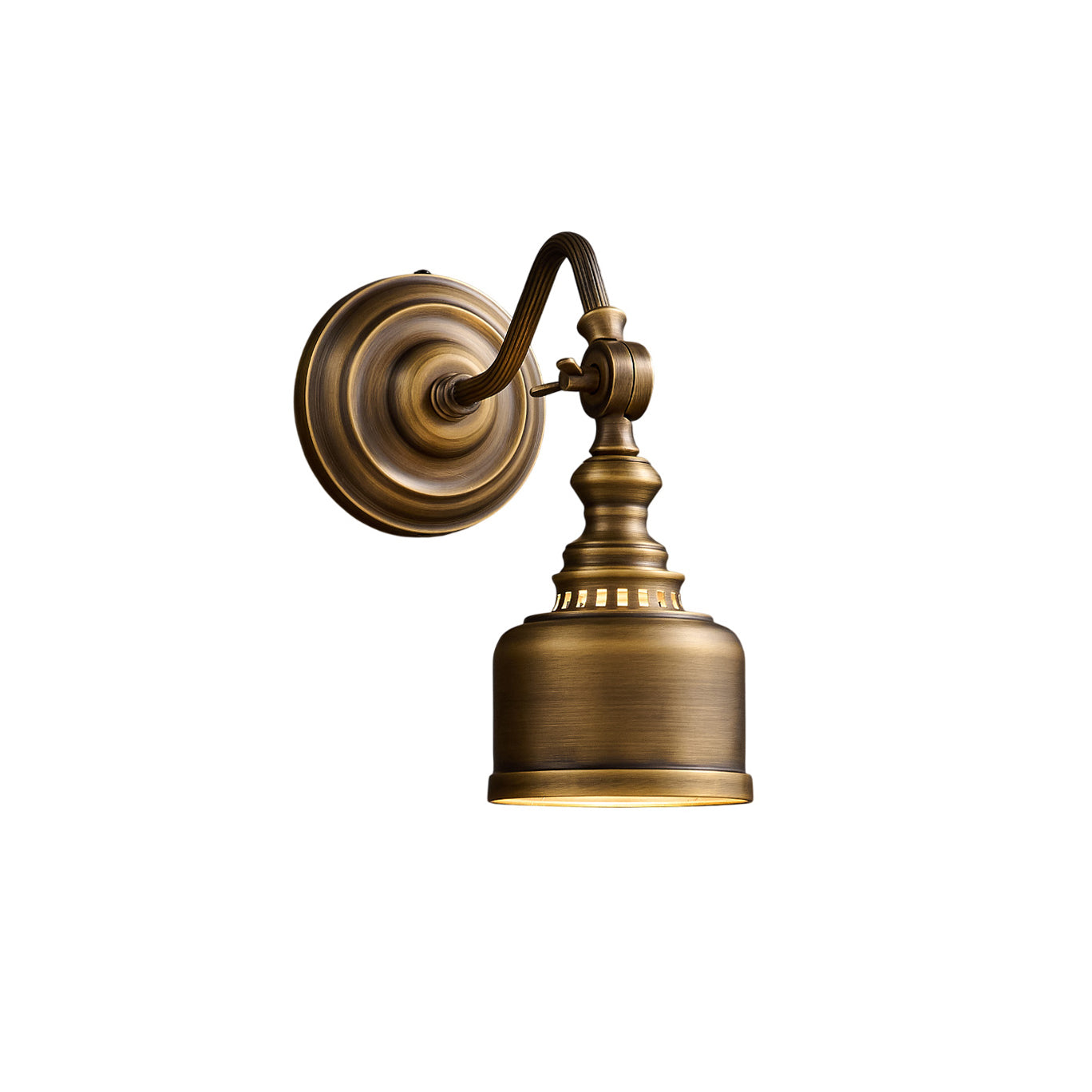 Addison Gooseneck Wall Lamp in antique brass finish.