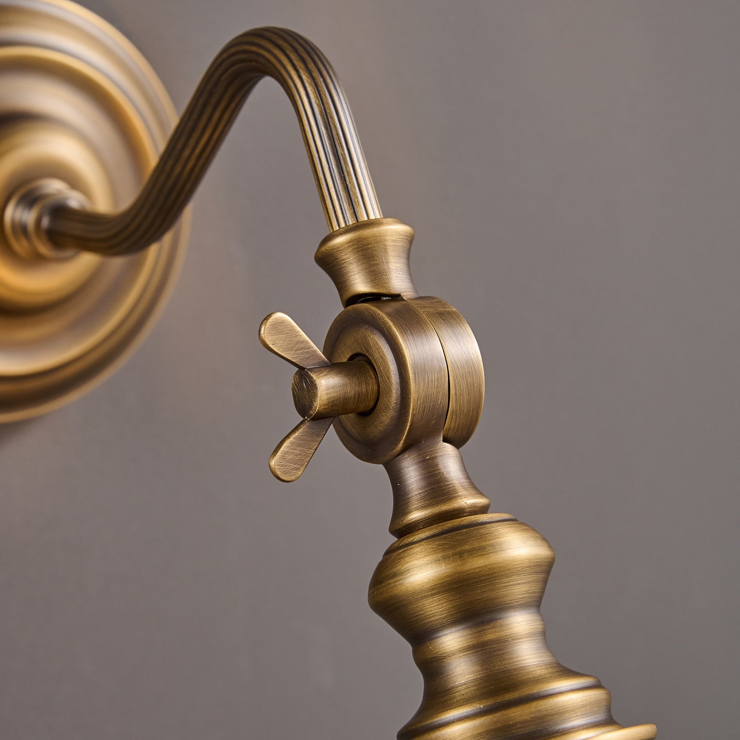 The lamp's reflection on a glossy surface.