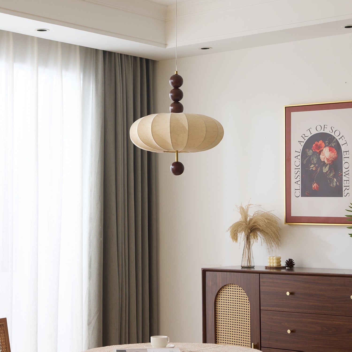 Koda Vintage Fabric Pendant Light-Neutral Decor
