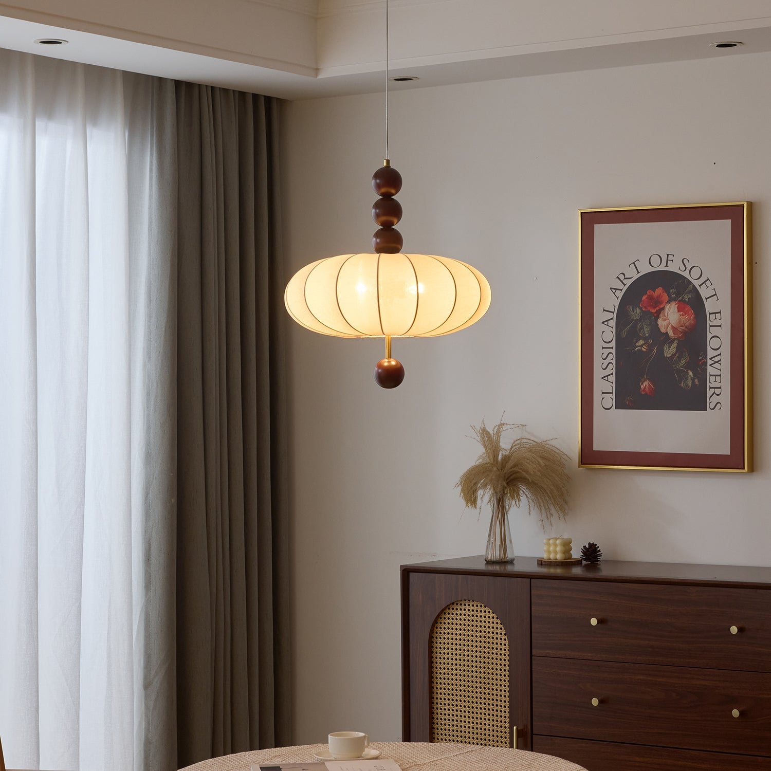 Koda Vintage Fabric Pendant Light-Neutral Decor