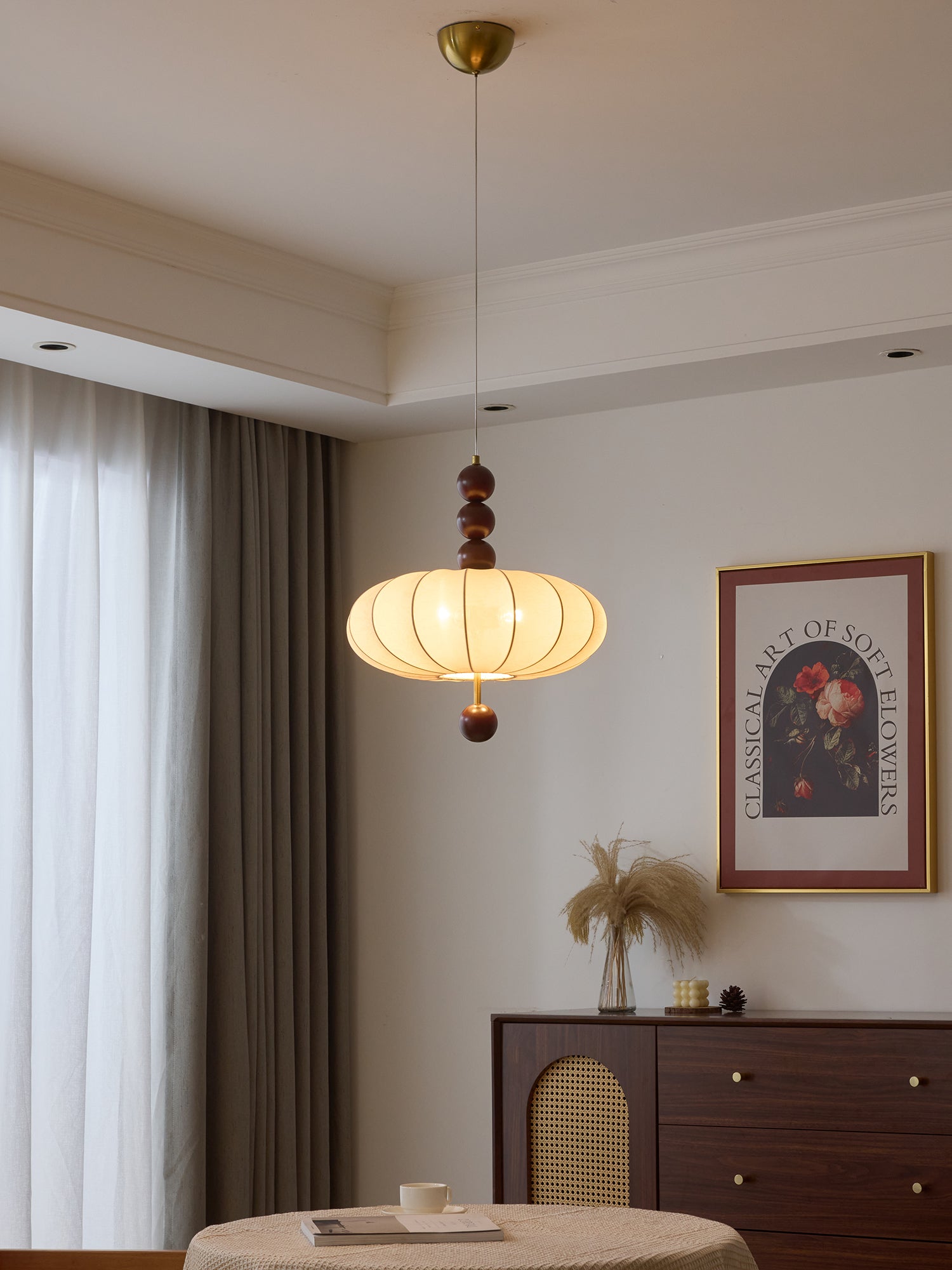 Koda Vintage Fabric Pendant Light-Neutral Decor