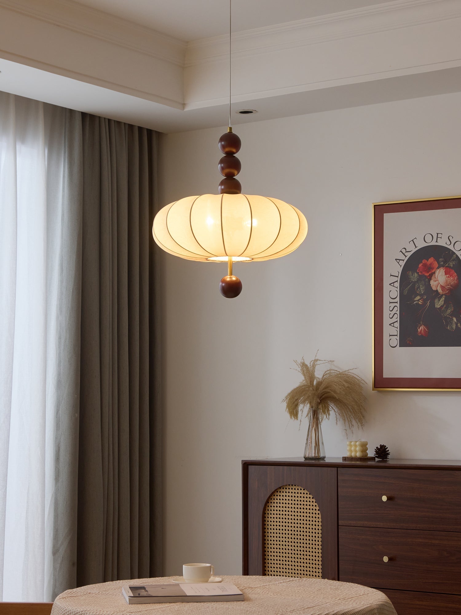 Koda Vintage Fabric Pendant Light-Neutral Decor