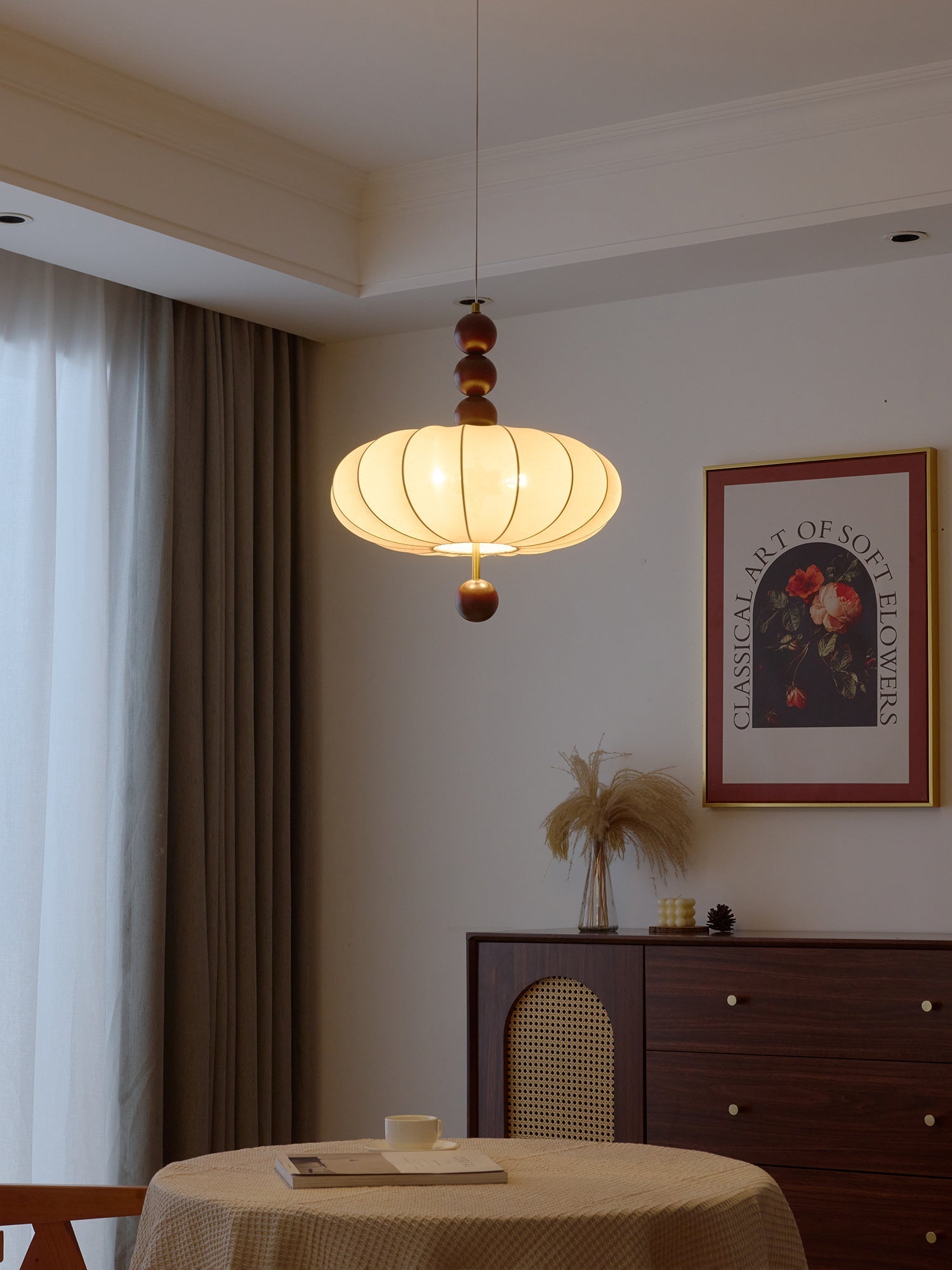 Koda Vintage Fabric Pendant Light-Neutral Decor