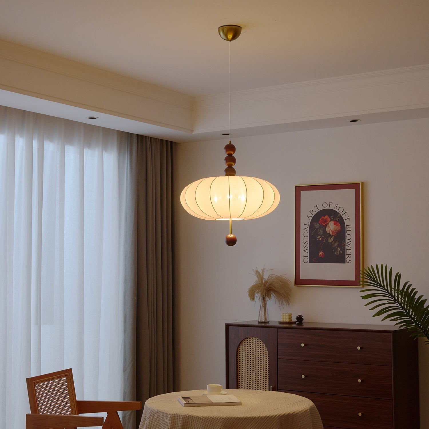 Koda Vintage Fabric Pendant Light-Neutral Decor