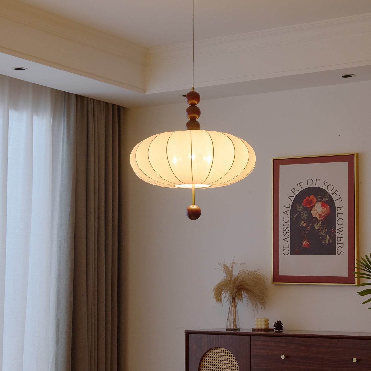 Koda Vintage Fabric Pendant Light-Neutral Decor