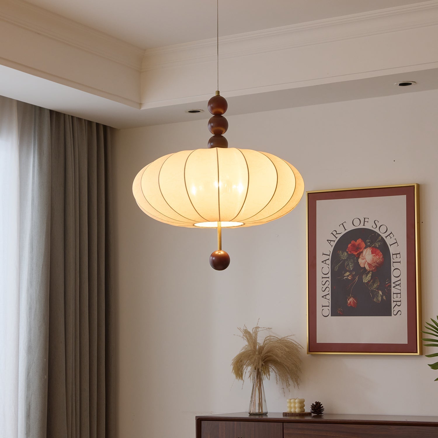 Koda Vintage Fabric Pendant Light-Neutral Decor