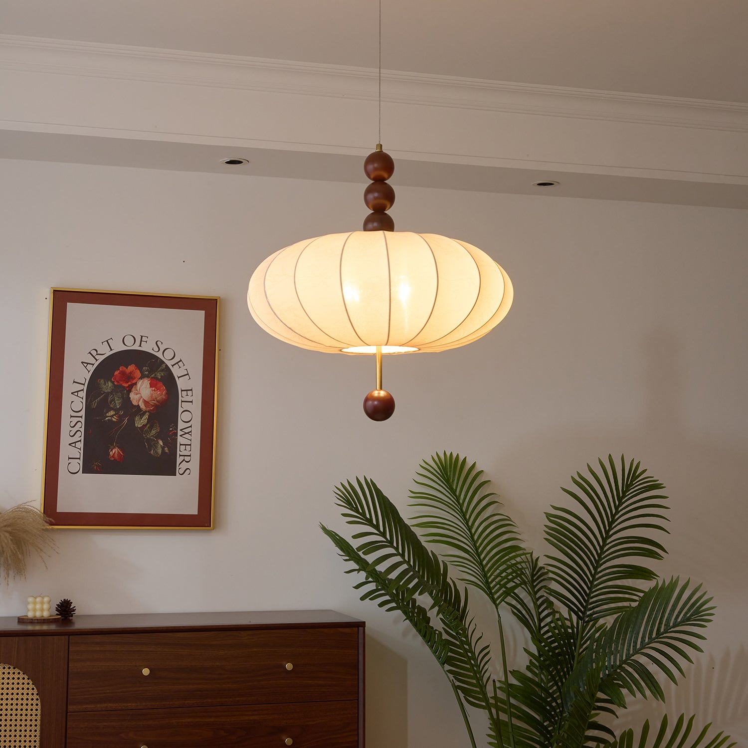 Koda Vintage Fabric Pendant Light-Neutral Decor