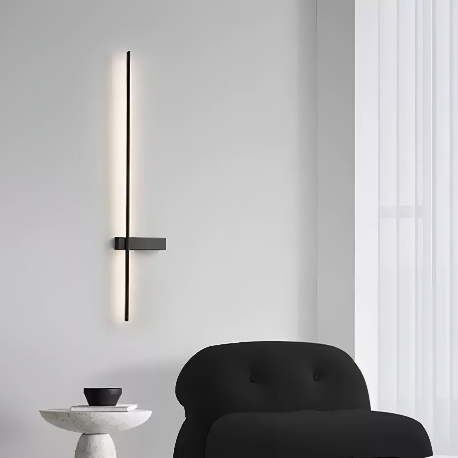 Mesv Linear Rechargeable Black Wall Lamp-Neutral Decor