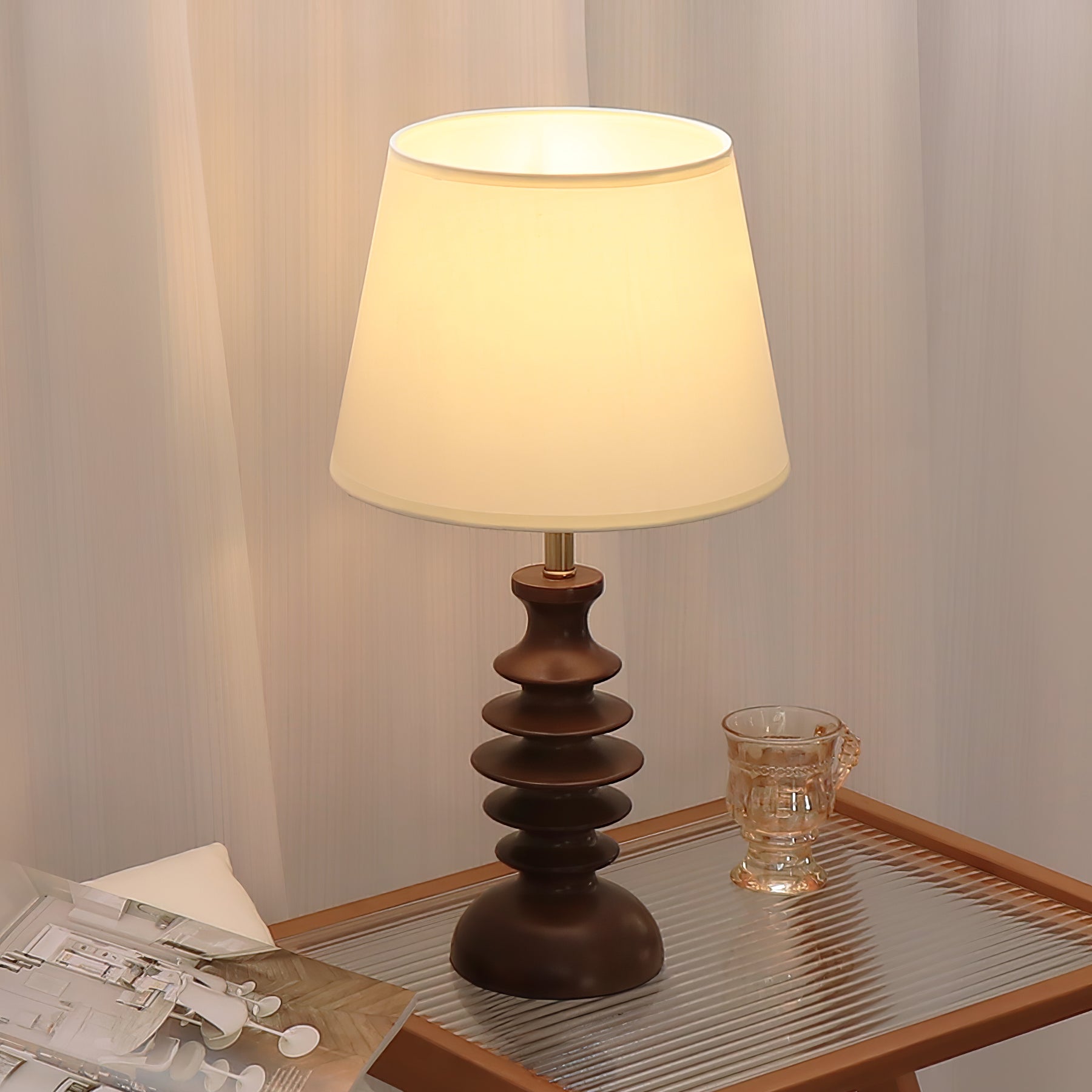 Tivoce Fabric Vintage Table Lamp-Neutral Decor
