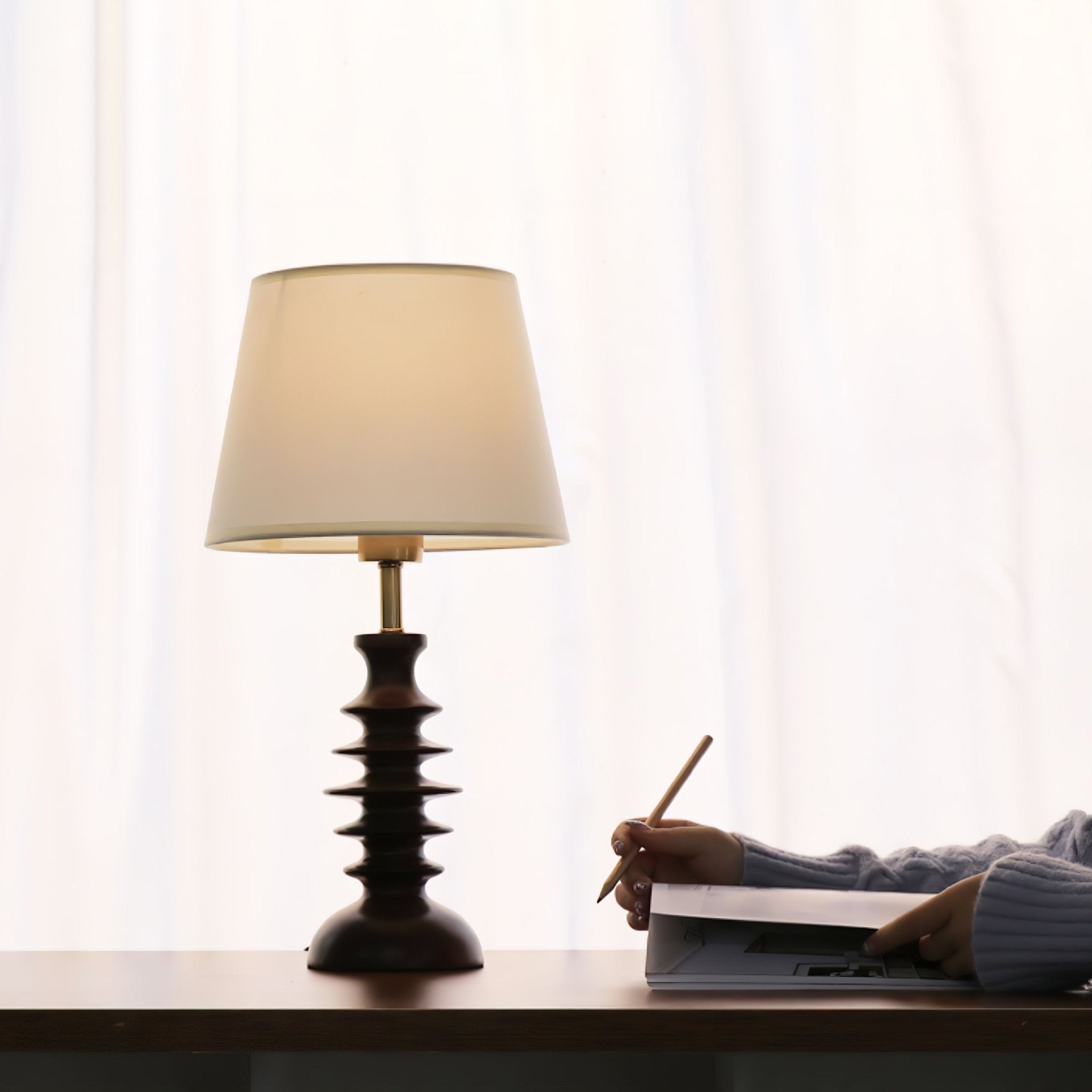 Tivoce Fabric Vintage Table Lamp-Neutral Decor