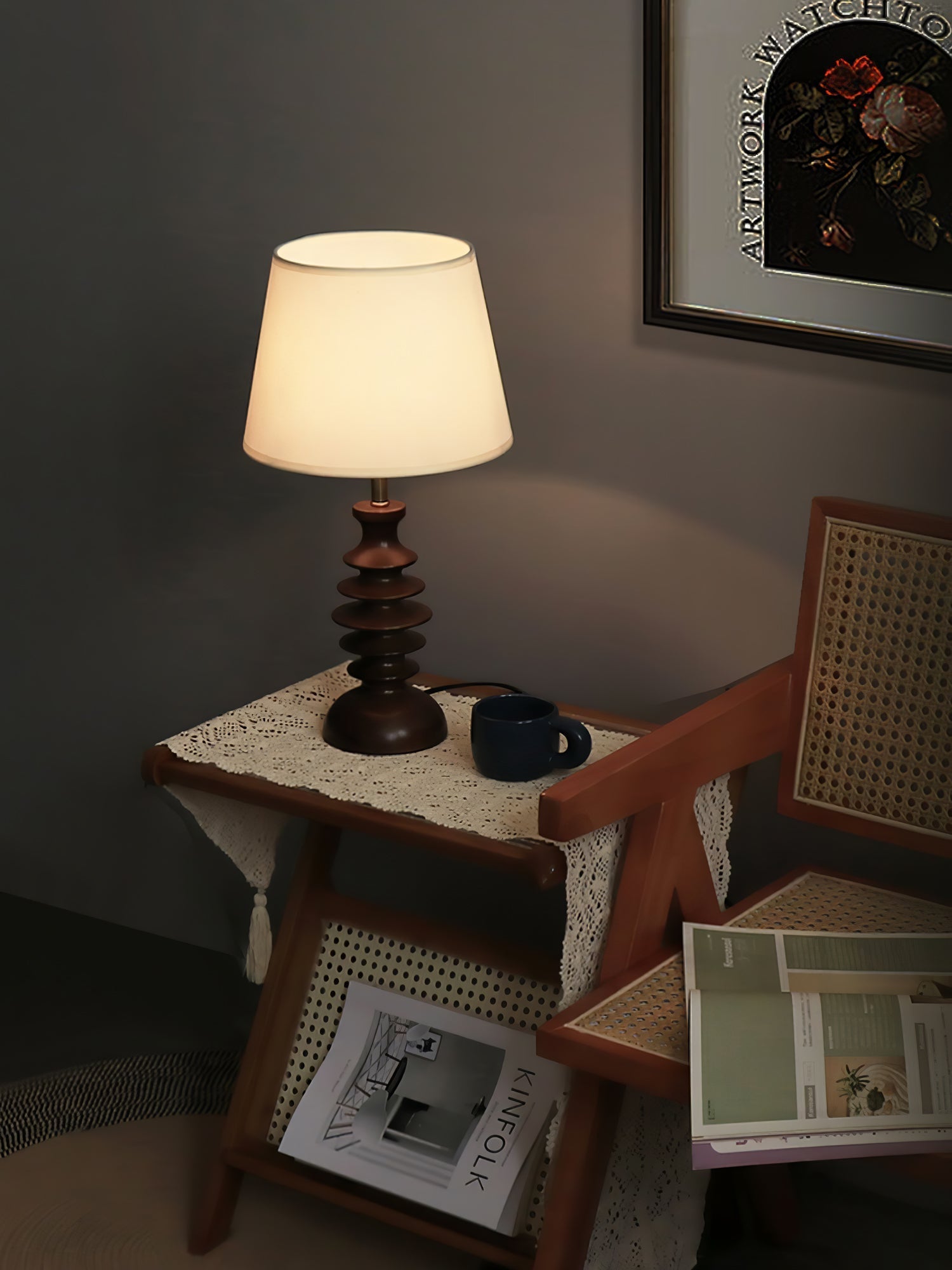 Tivoce Fabric Vintage Table Lamp-Neutral Decor