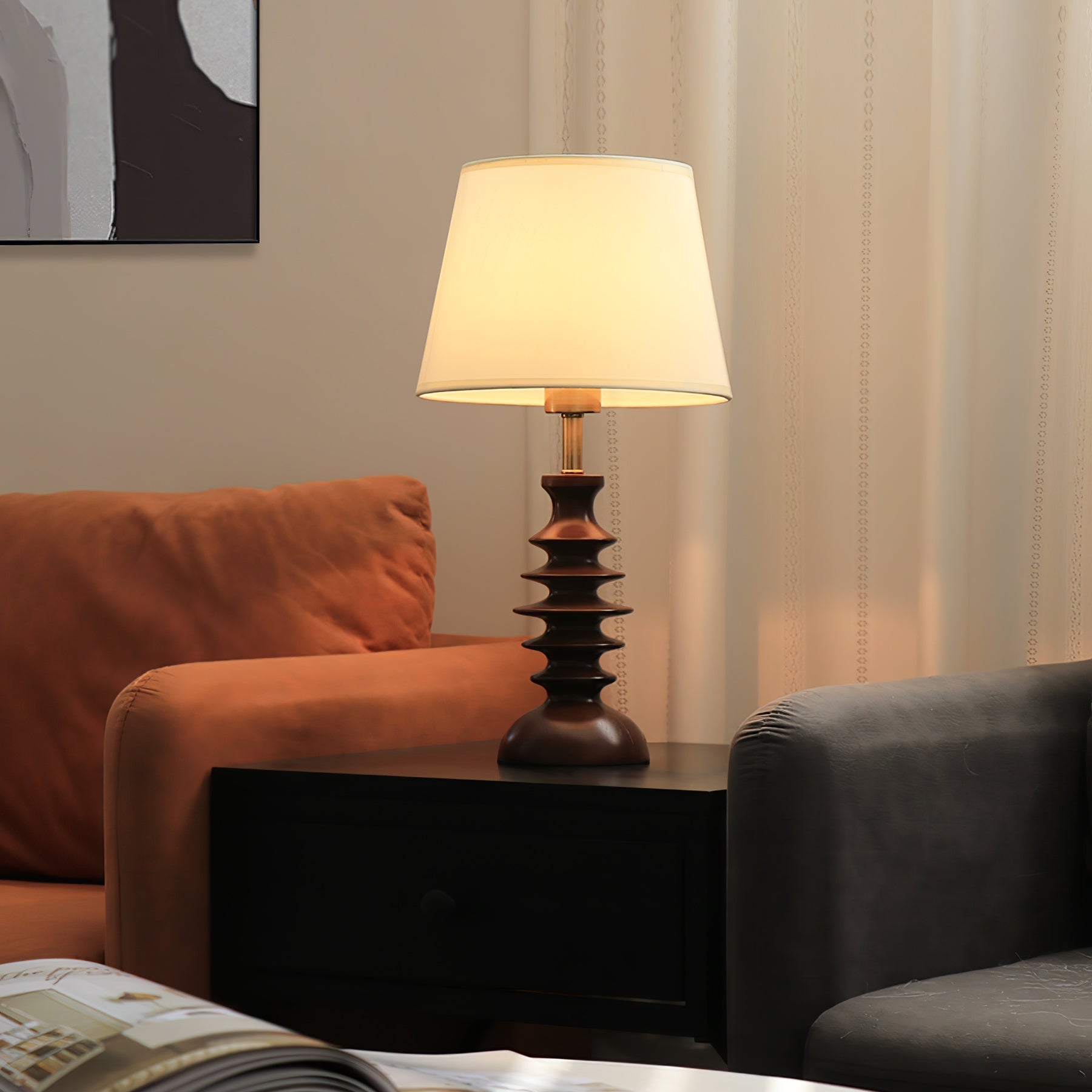 Tivoce Fabric Vintage Table Lamp-Neutral Decor