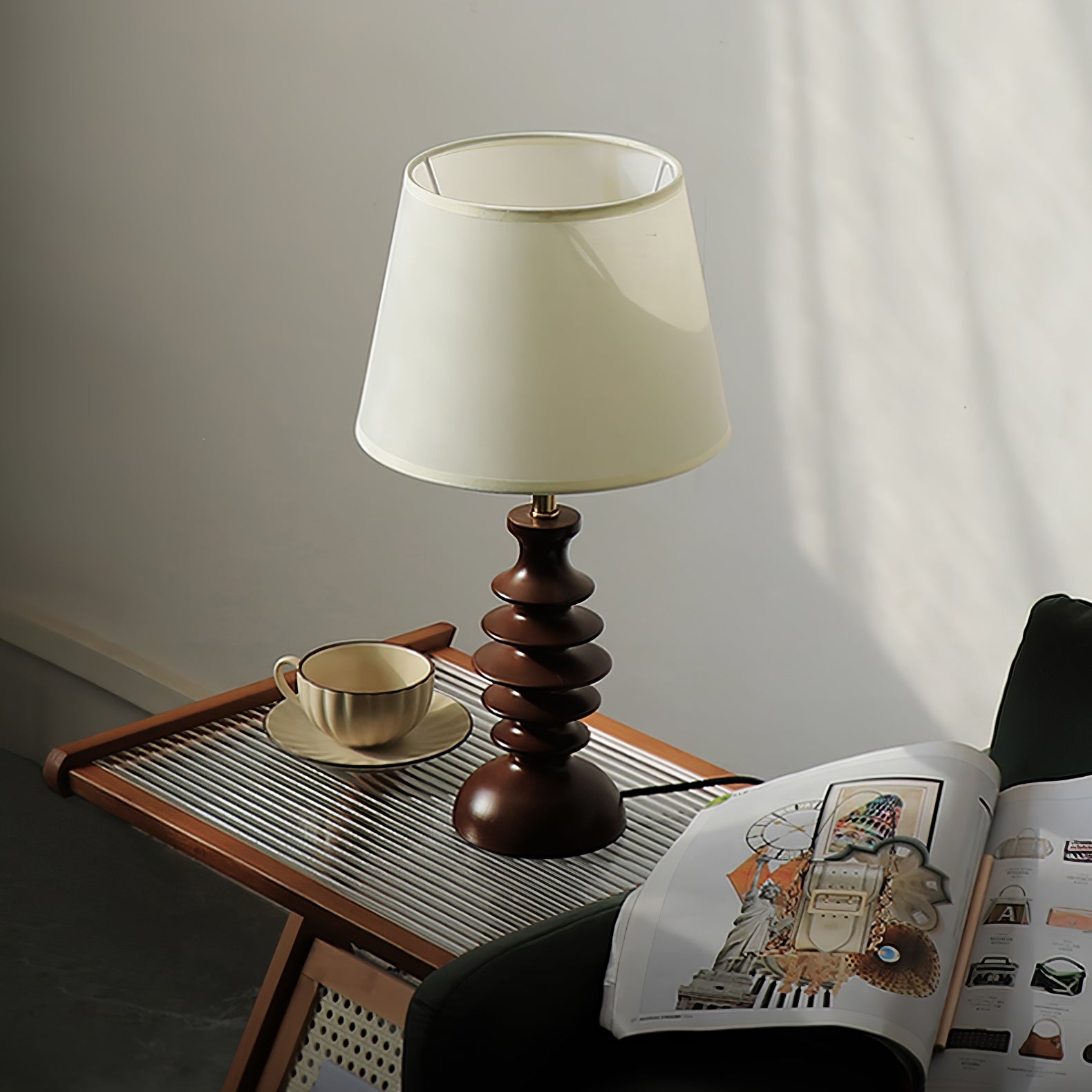 Tivoce Fabric Vintage Table Lamp-Neutral Decor