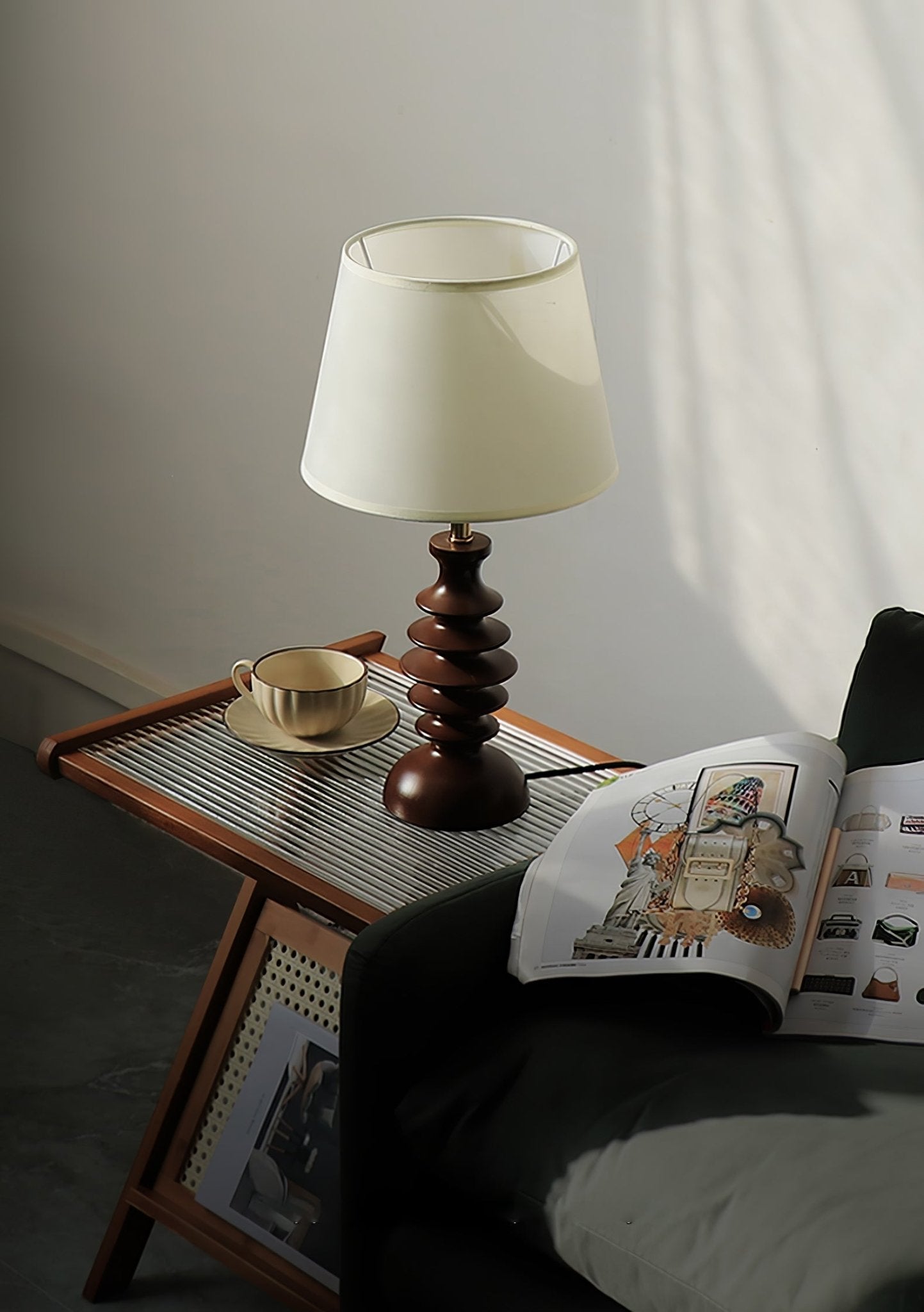 Tivoce Fabric Vintage Table Lamp-Neutral Decor