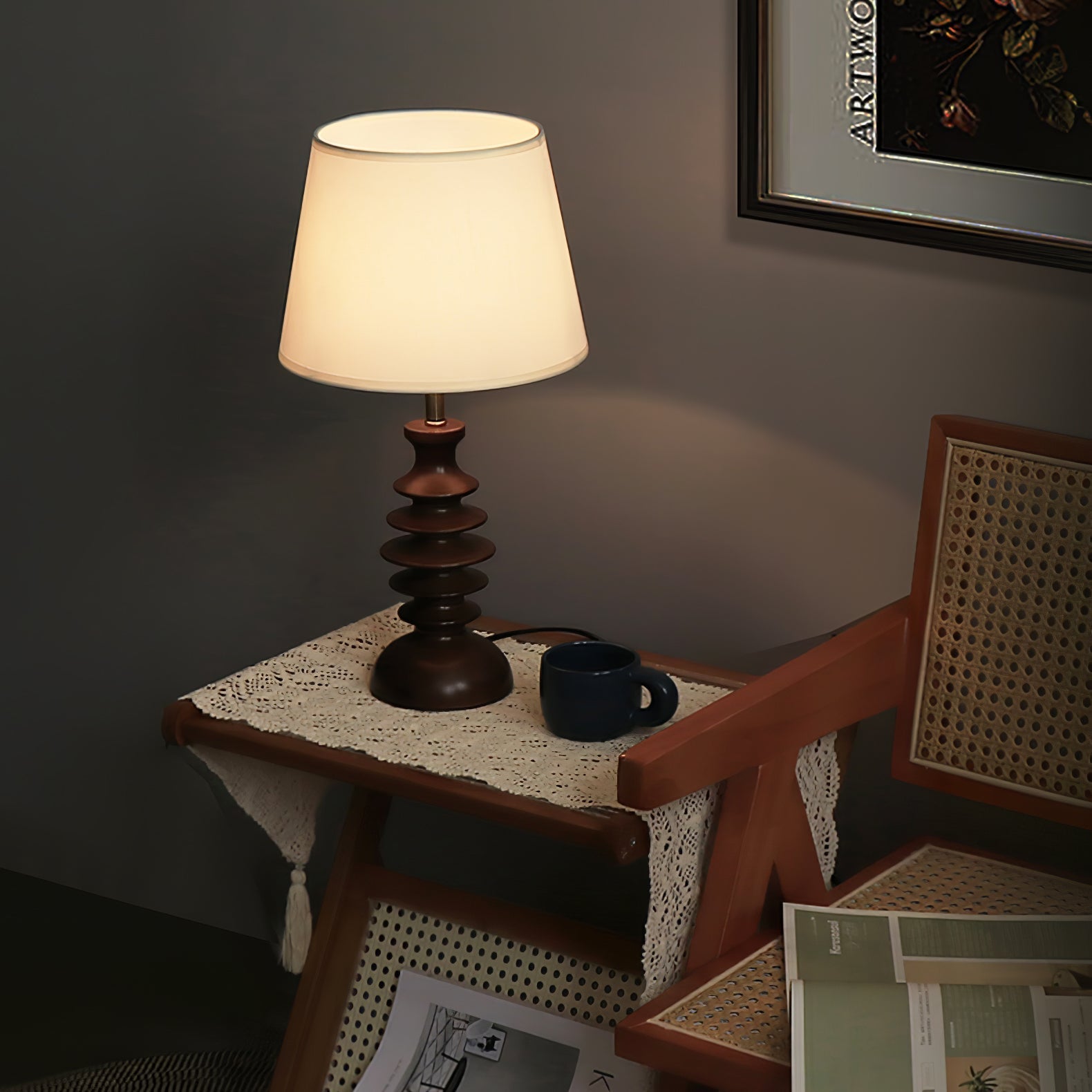 Tivoce Fabric Vintage Table Lamp-Neutral Decor