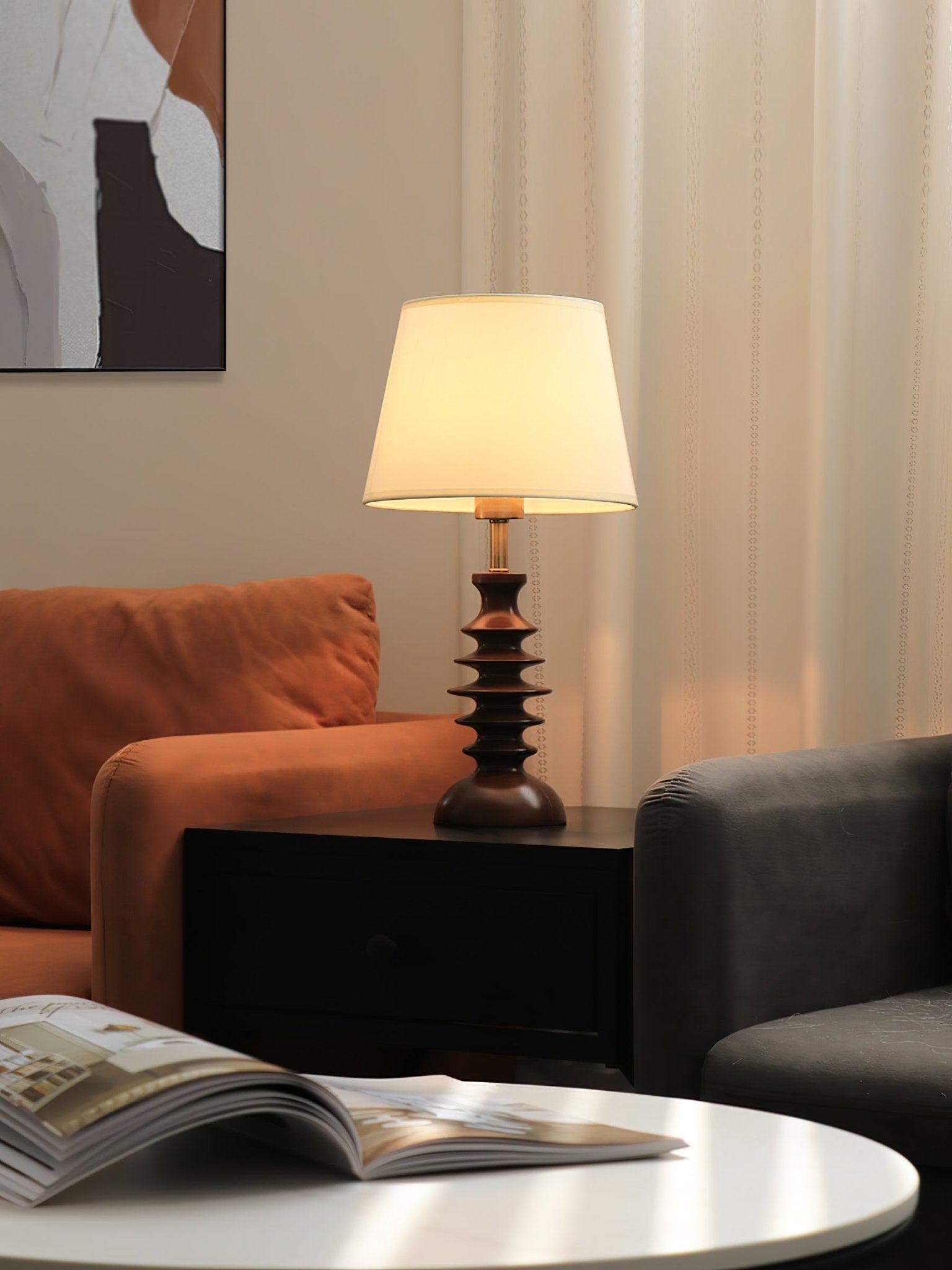 Tivoce Fabric Vintage Table Lamp-Neutral Decor