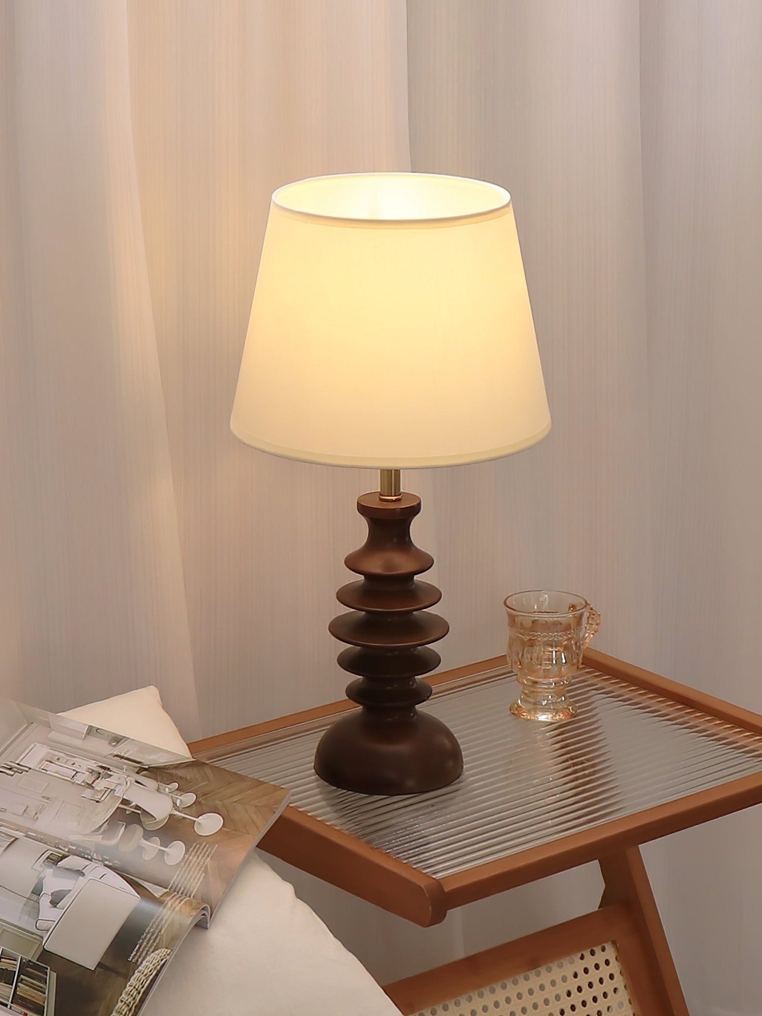 Tivoce Fabric Vintage Table Lamp-Neutral Decor