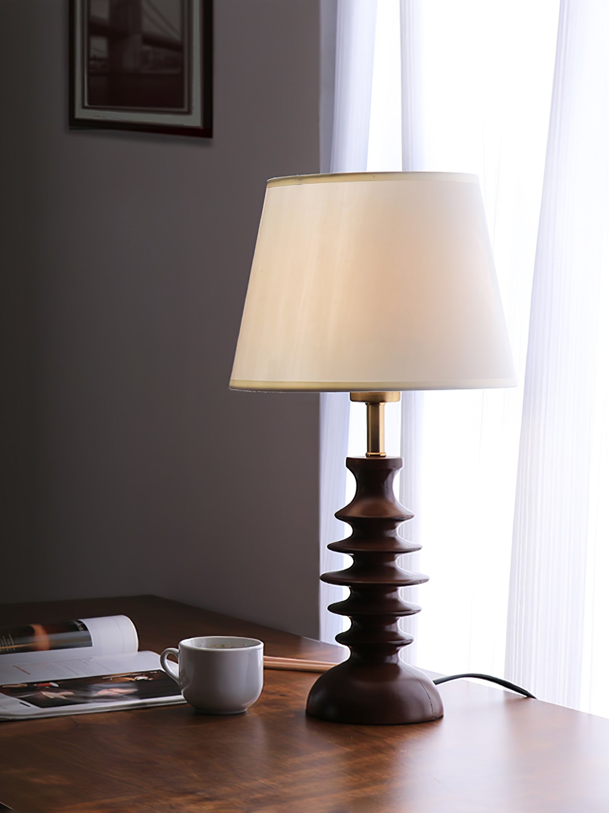 Tivoce Fabric Vintage Table Lamp-Neutral Decor