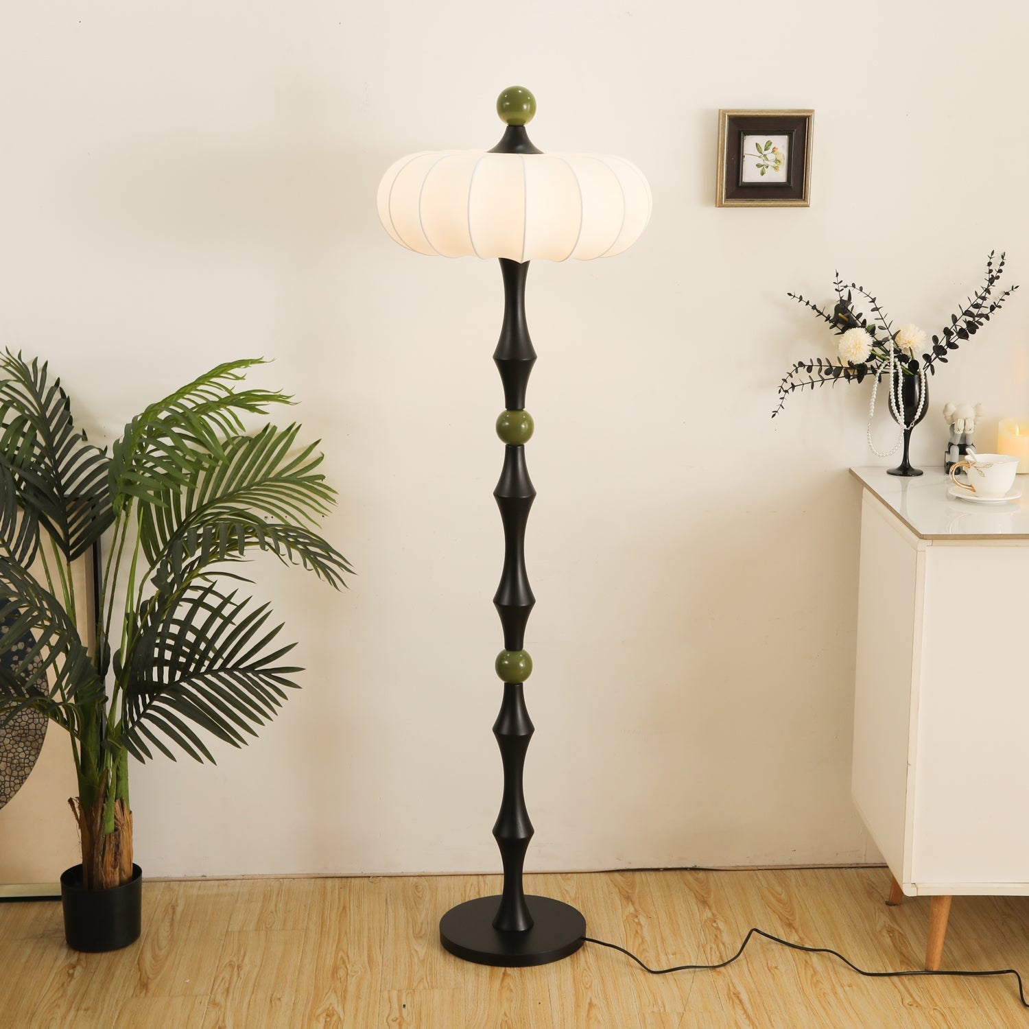 Caelis Wood Silk Floor Lamp-Neutral Decor