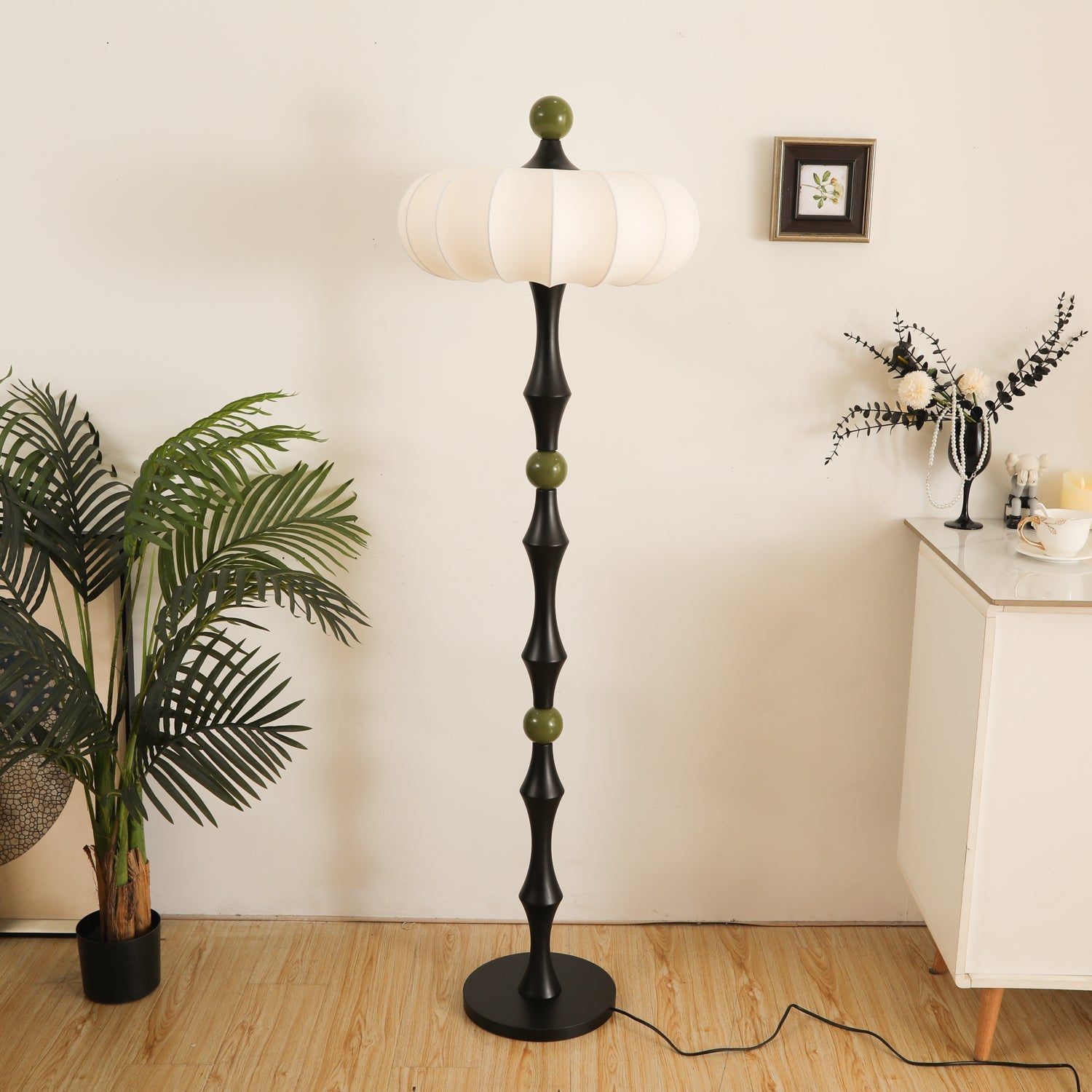 Caelis Wood Silk Floor Lamp-Neutral Decor