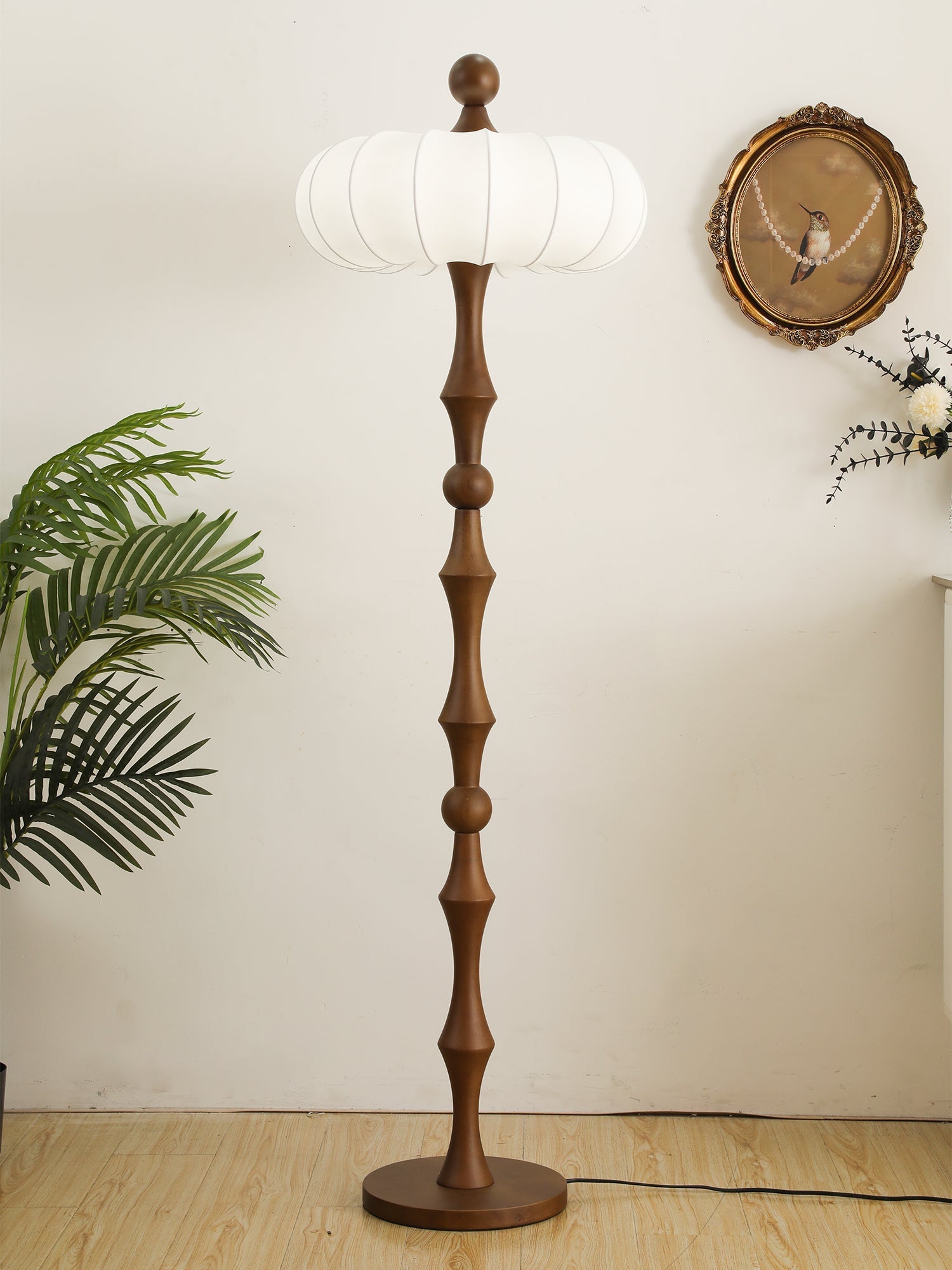 Caelis Wood Silk Floor Lamp-Neutral Decor